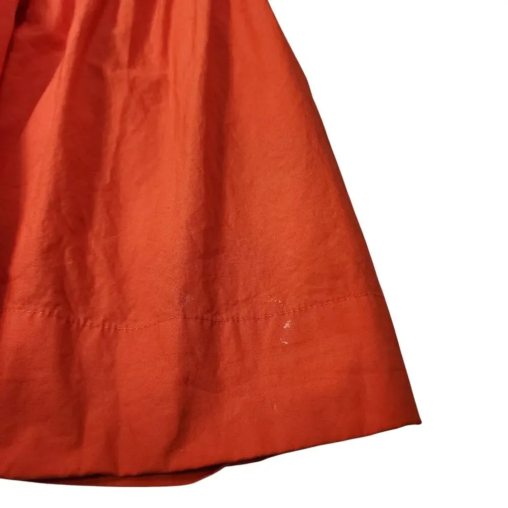 Eudon Choi Womens Midi Ruched Tiered Dress Size 12 Orange Tiered Smocked Peasant